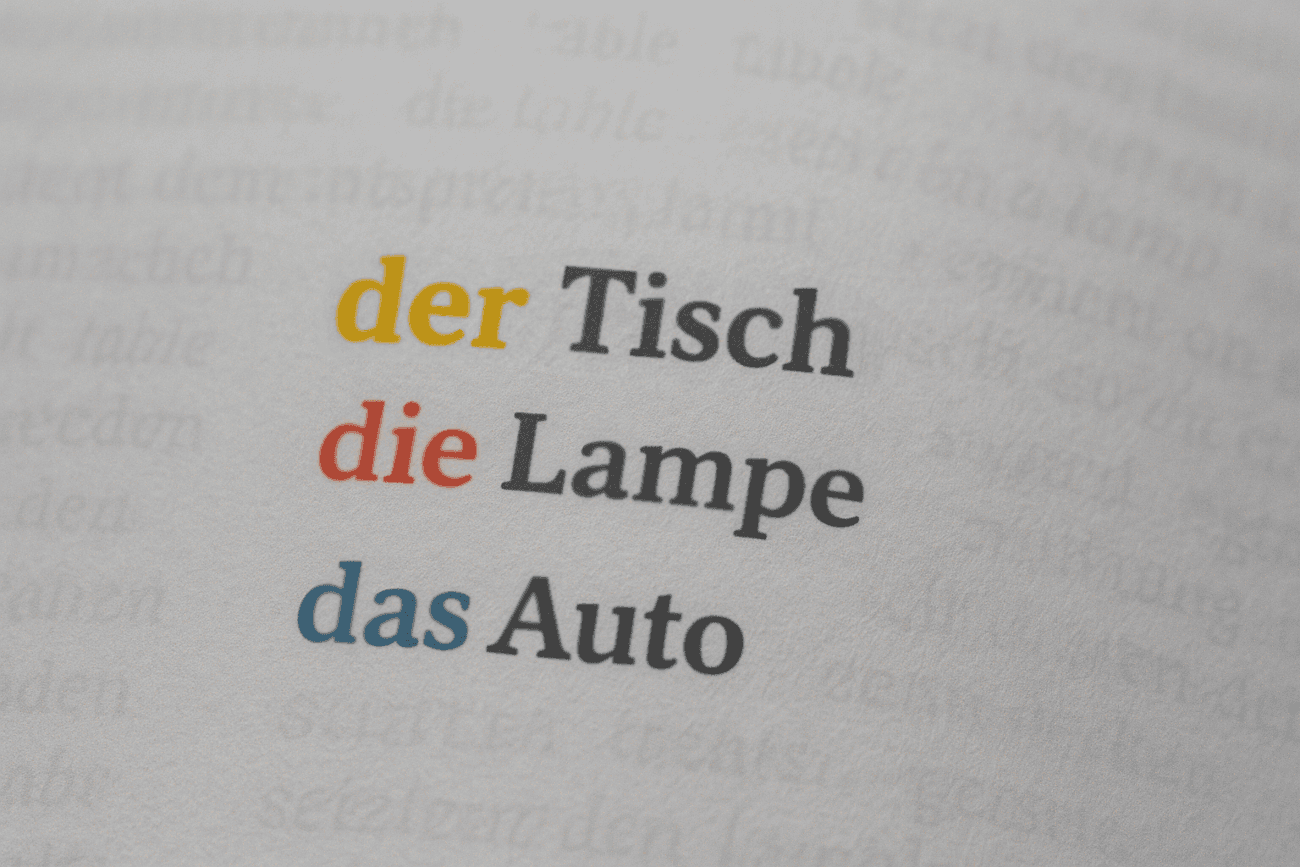 Title image for German articles. All German articles with a corresponding noun.